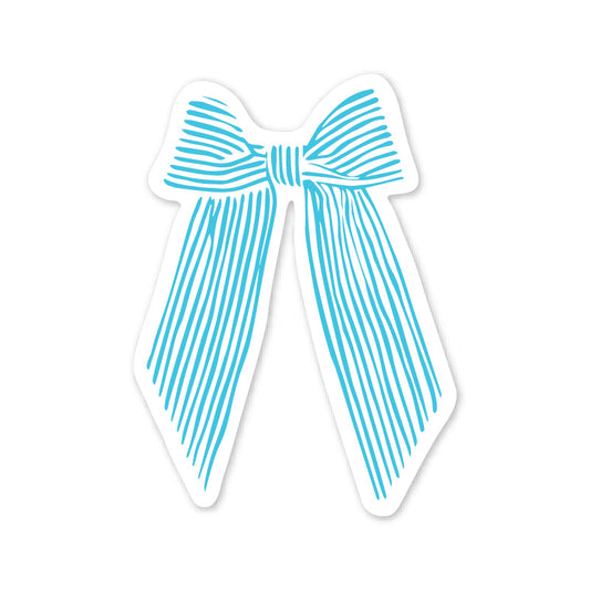 AQUA BLUE BOW - 3" Vinyl Sticker