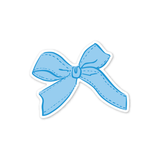 Blue Vintage Bow Clear Sticker 3"