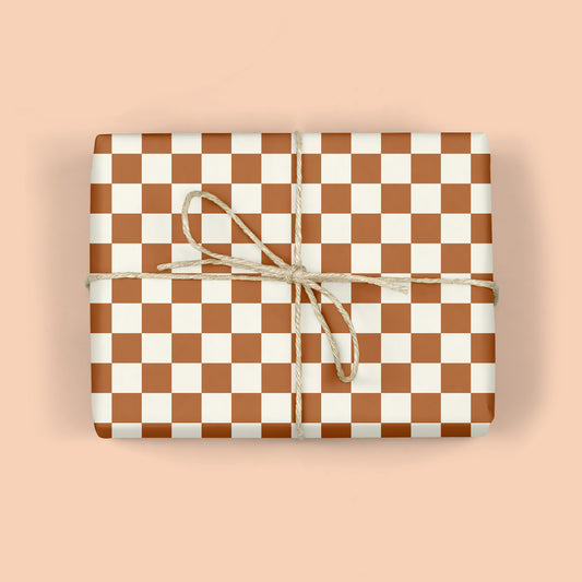BROWN CHECKERBOARD Gift Wrap Sheets