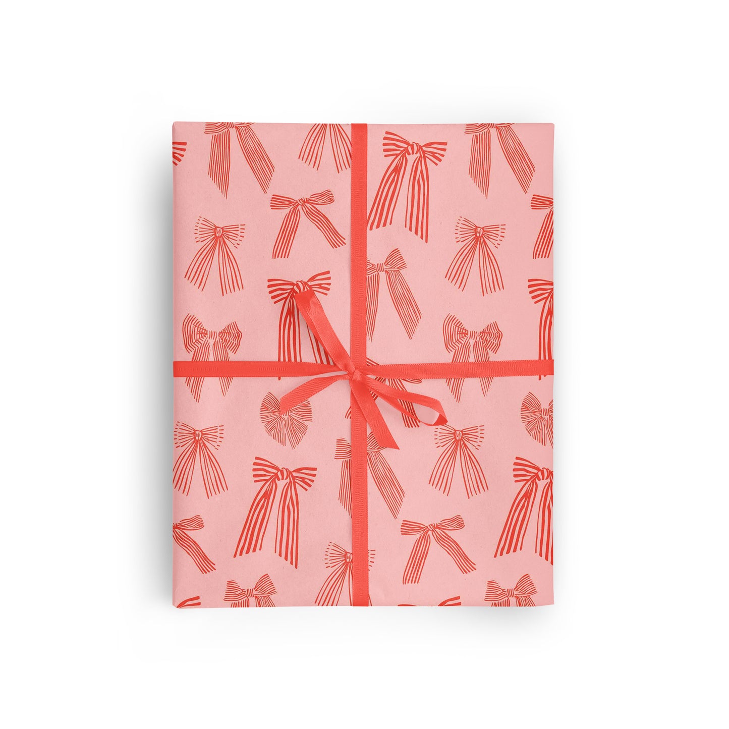 Red Striped Bows Gift Wrap Sheets