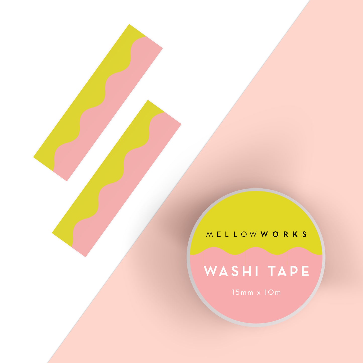 WAVE WASHI TAPE- CHARTREUSE AND PINK
