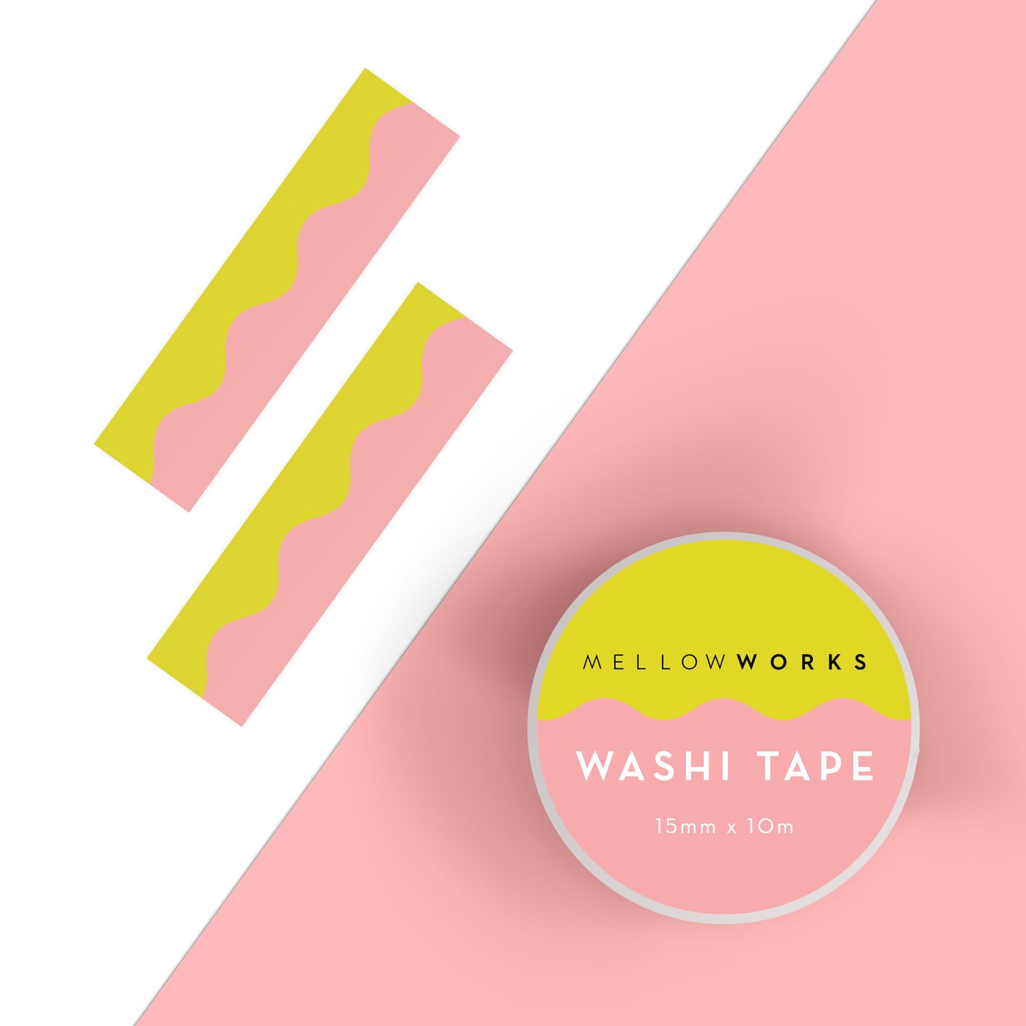 WAVE WASHI TAPE- CHARTREUSE AND PINK