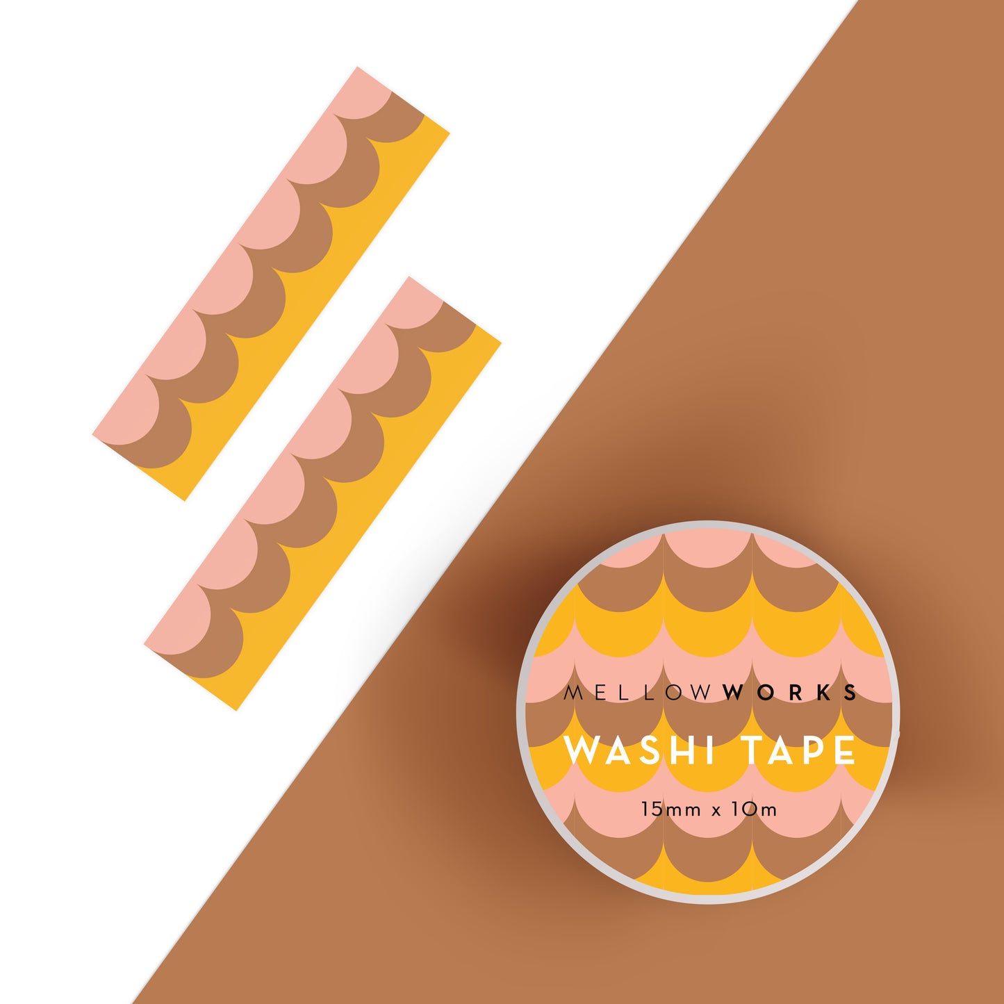 RETRO SCALLOP- BROWN YELLOW WASHI TAPE