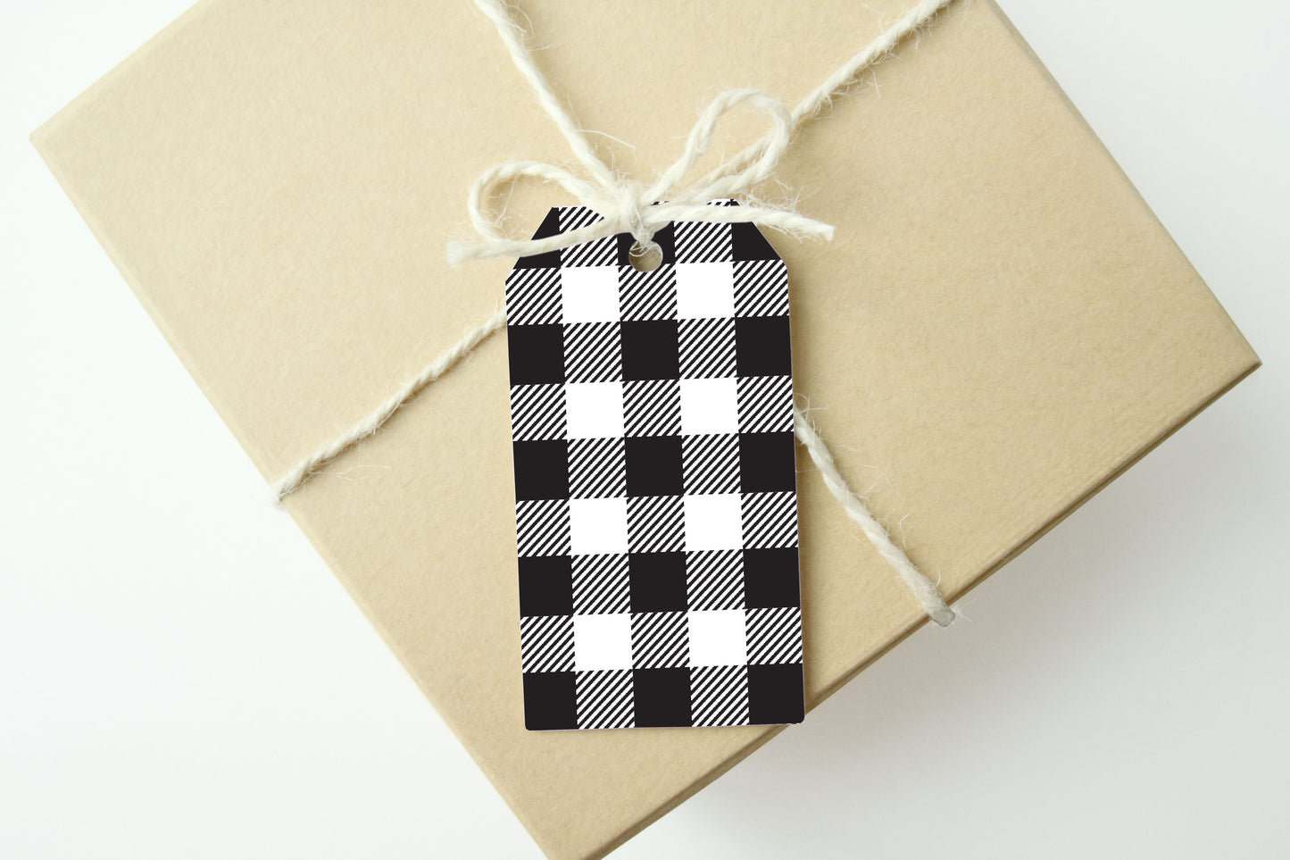 B&W BUFFALO PLAID Gift Tags,Set of 10