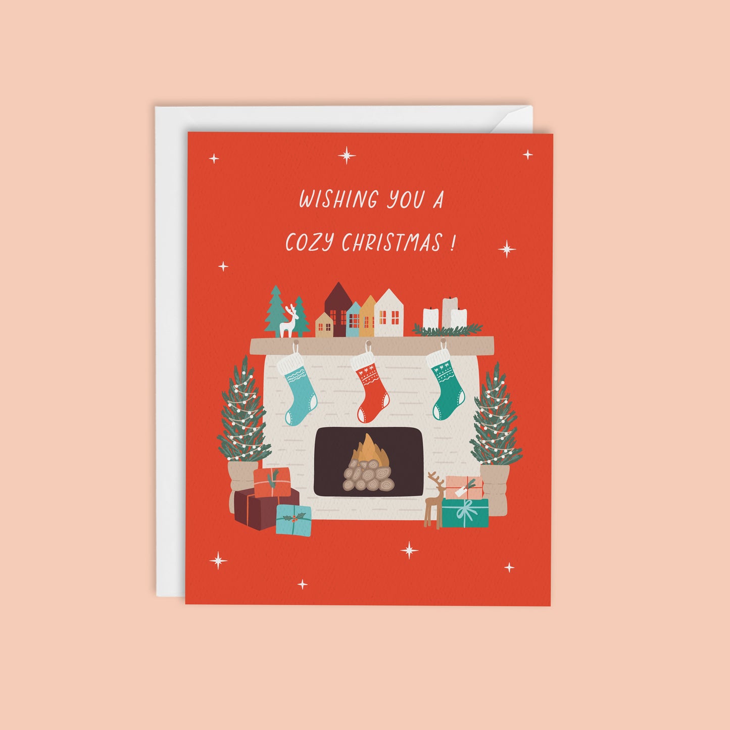Cozy Fireplace Christmas Card