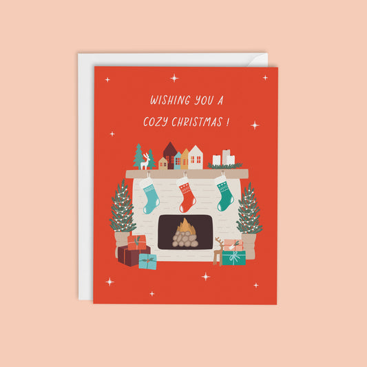 Cozy Fireplace Christmas Card