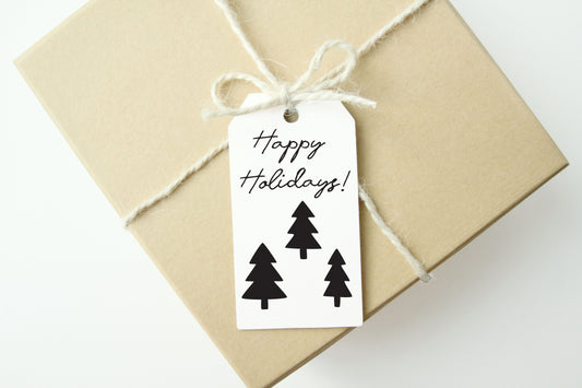 HAPPY HOLIDAYS Christmas Trees Gift Tags,Set of 10