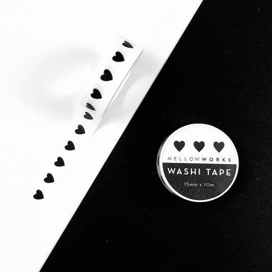 BLACK AND WHITE HEARTS -  VALENTINES WASHI TAPE