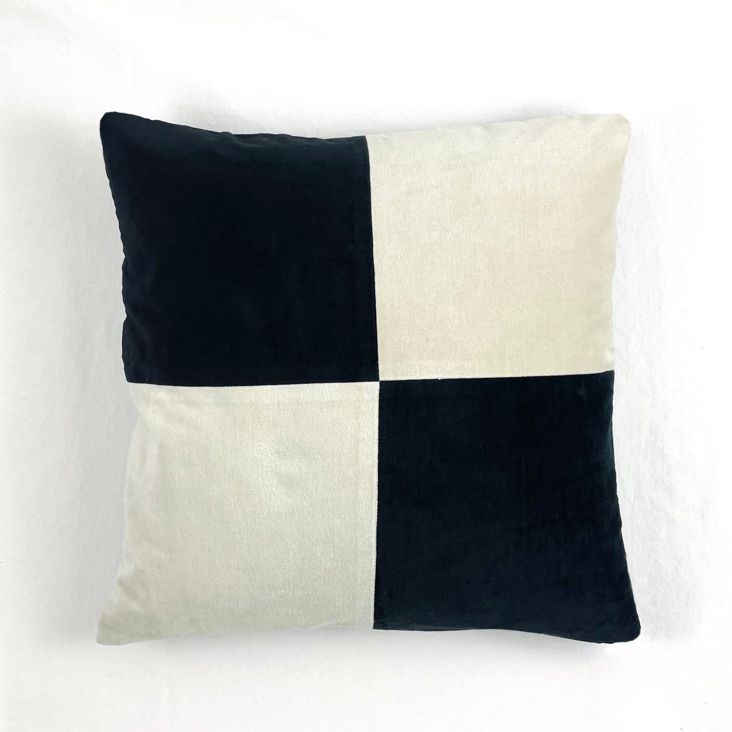 COTTON VELVET PILLOW COVER - B&W CHECKERBOARD