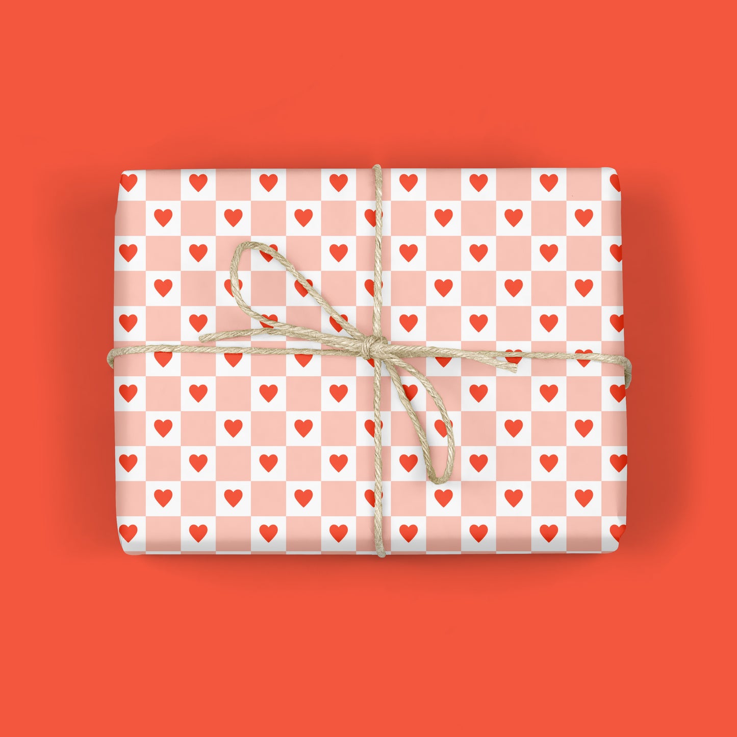 RED HEARTS CHECKERBOARD Gift Wrap Sheets
