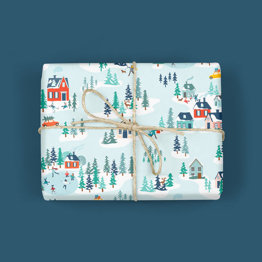 WINTER VILLAGE Gift Wrap Sheets