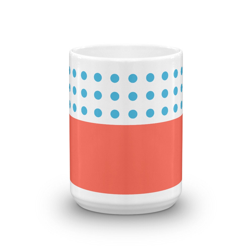 MODERN POLKA DOTS COLORBLOCK RED MUG