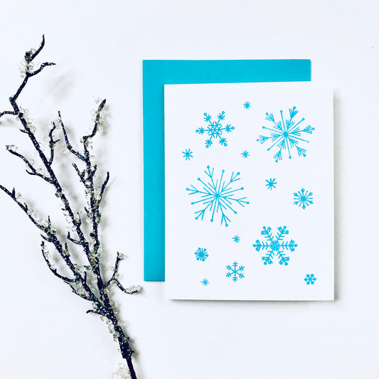 MODERN SNOWFLAKES HAND STAMPED CARD