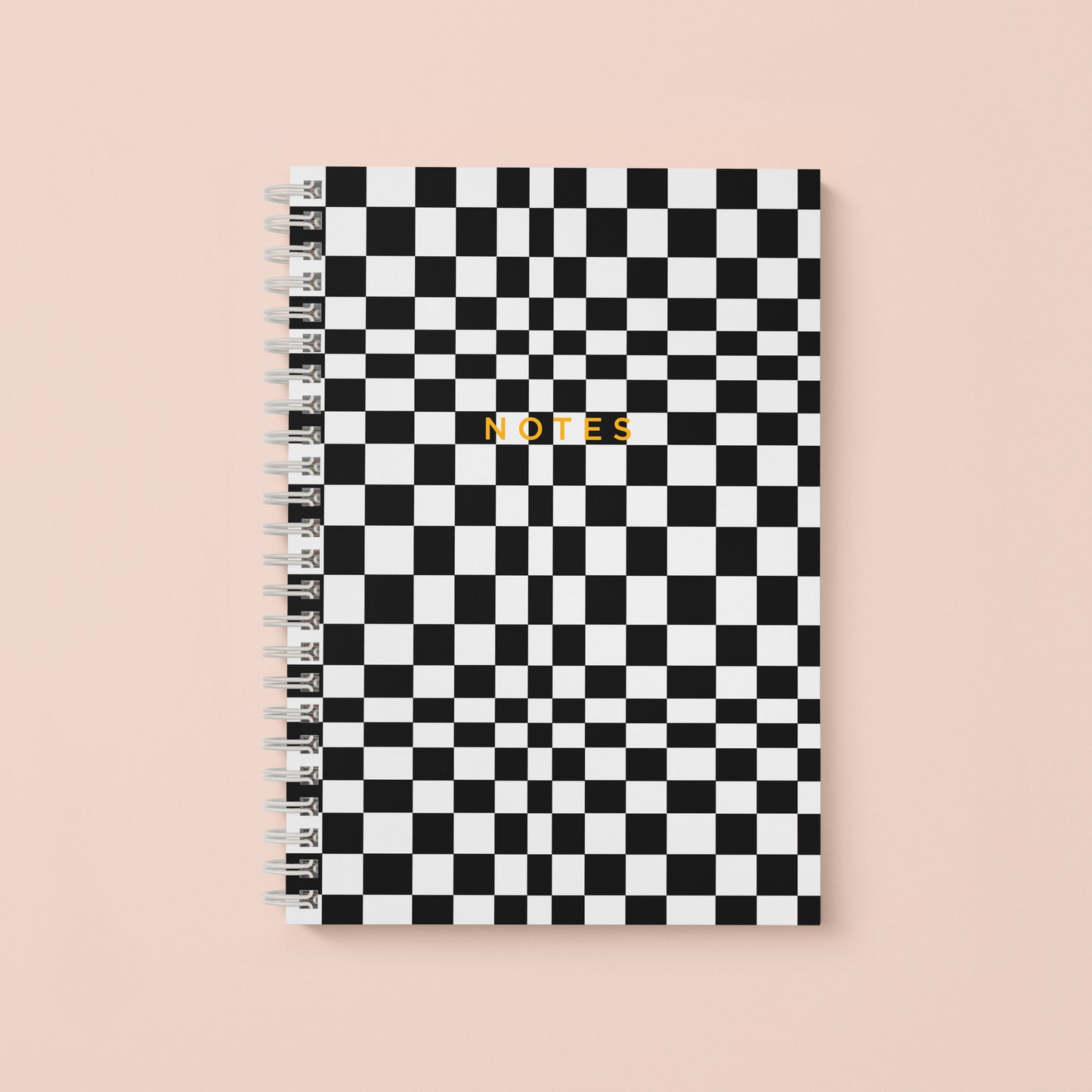 B&W CHECKERBOARD SPIRAL NOTEBOOK - Blank Pages